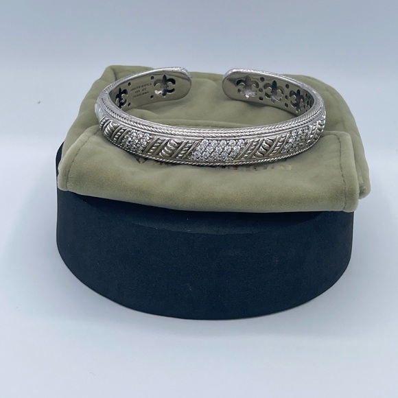 Judith Ripka Sterling Silver Diamonique Cuff Bracelet 925 CZ Rhodium Plated - Picture 10 of 10